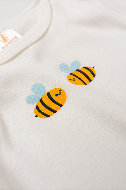 Conjunto Body para Bebê Menina Abelhinha Doce Marfim