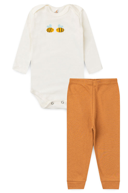 Conjunto Body para Bebê Menina Abelhinha Doce Marfim