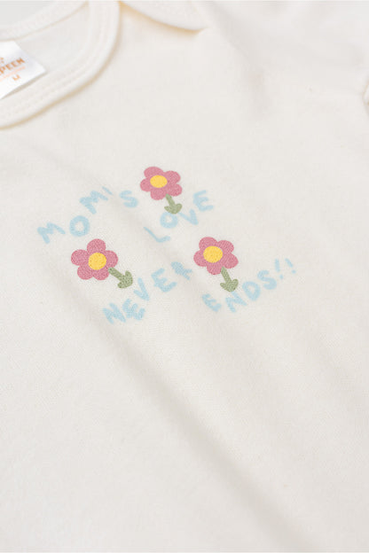 Conjunto Body para Bebê Menina Amor de Mãe Marfim