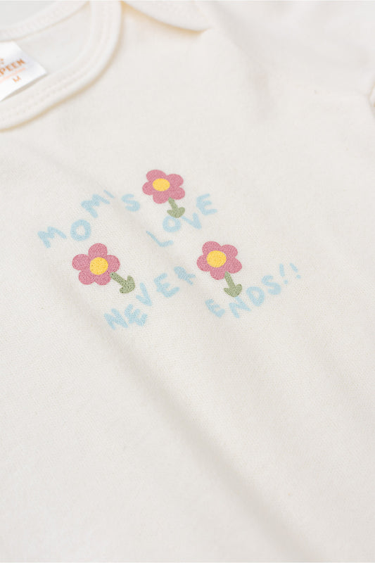 Conjunto Body para Bebê Menina Amor de Mãe Marfim