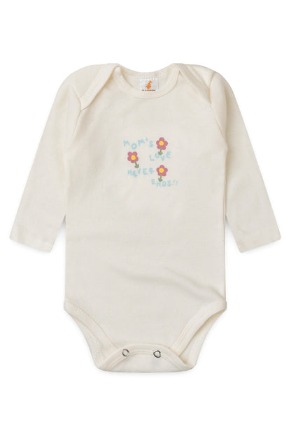 Conjunto Body para Bebê Menina Amor de Mãe Marfim