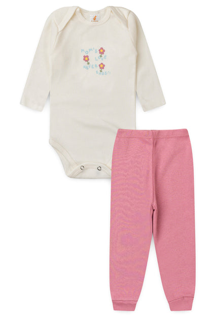 Conjunto Body para Bebê Menina Amor de Mãe Marfim