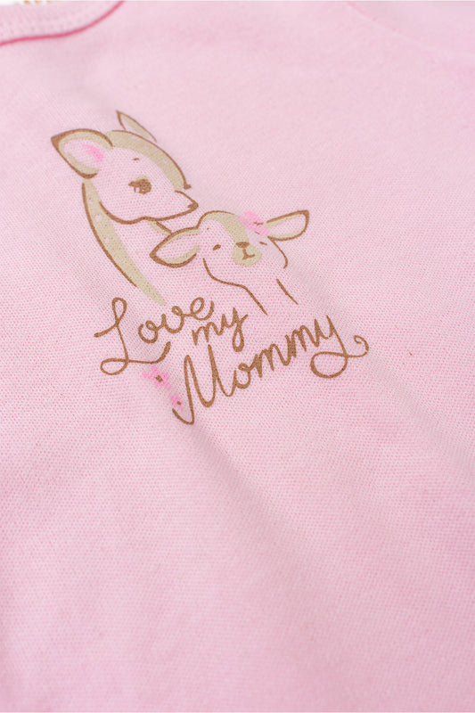 Conjunto Body para Bebê Menina Amor de Mamãe Rosa