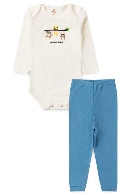 Conjunto Body para Bebê Menino Aventuras da Selva Marfim