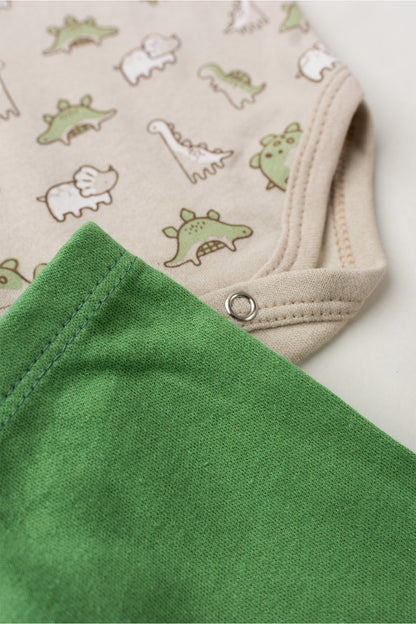 Conjunto Body para Bebê Menino Dino Forest Marfim