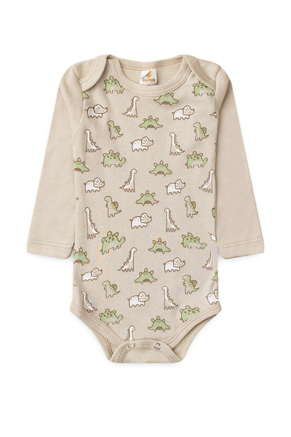 Conjunto Body para Bebê Menino Dino Forest Marfim