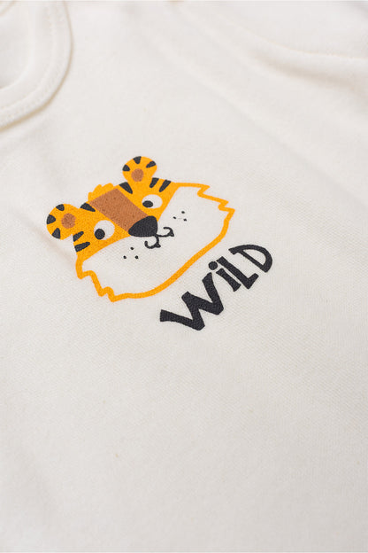 Conjunto Body para Bebê Menino Pequeno Aventureiro Marfim
