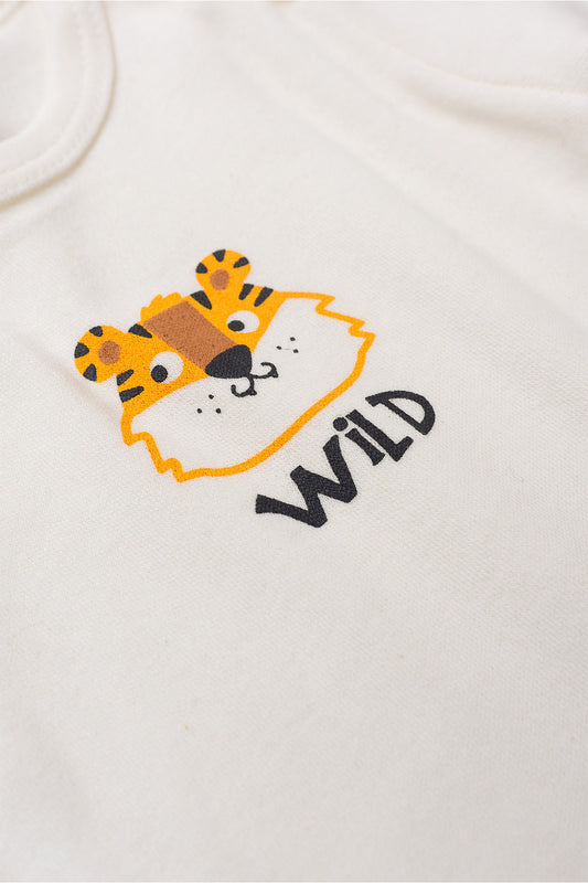 Conjunto Body para Bebê Menino Pequeno Aventureiro Marfim