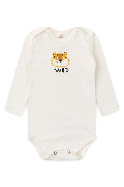 Conjunto Body para Bebê Menino Pequeno Aventureiro Marfim