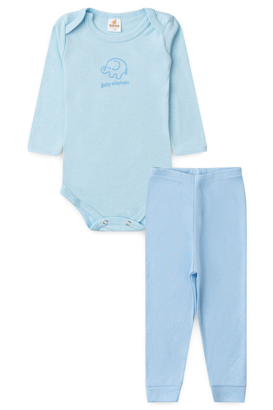 Conjunto Body para Bebê Menino Pequeno Elefante Azul