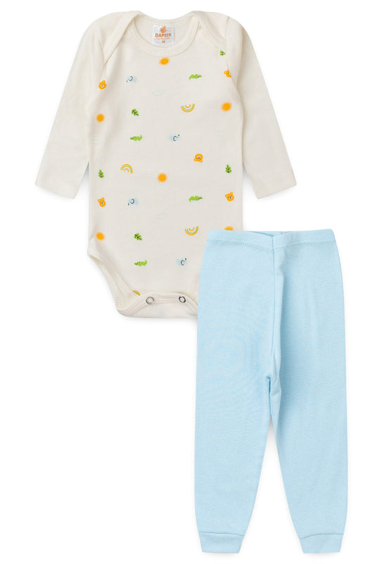 Conjunto Body para Bebê Menino Pequeno Explorador Marfim