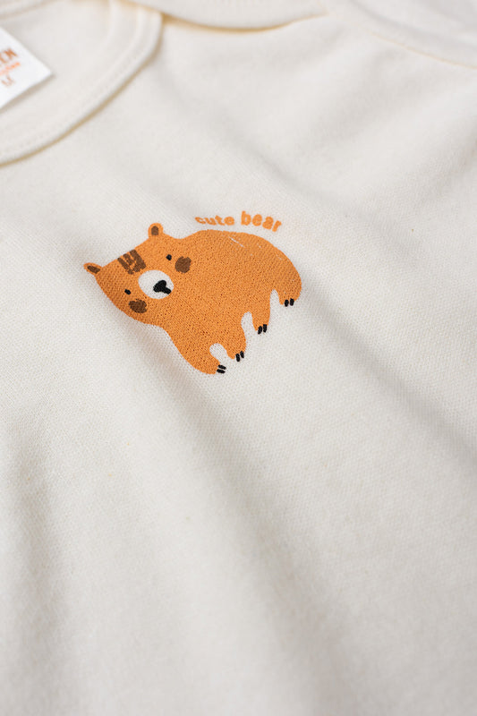 Conjunto Body para Bebê Menino Ursinho Caramelo Marfim