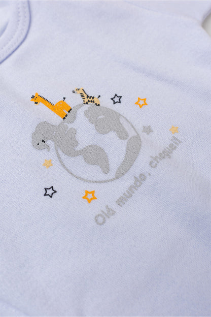 Conjunto Body para Bebê Oi Mundo Branco