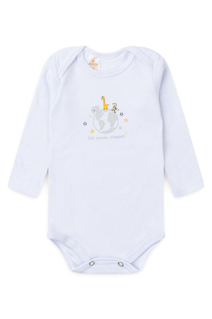 Conjunto Body para Bebê Oi Mundo Branco