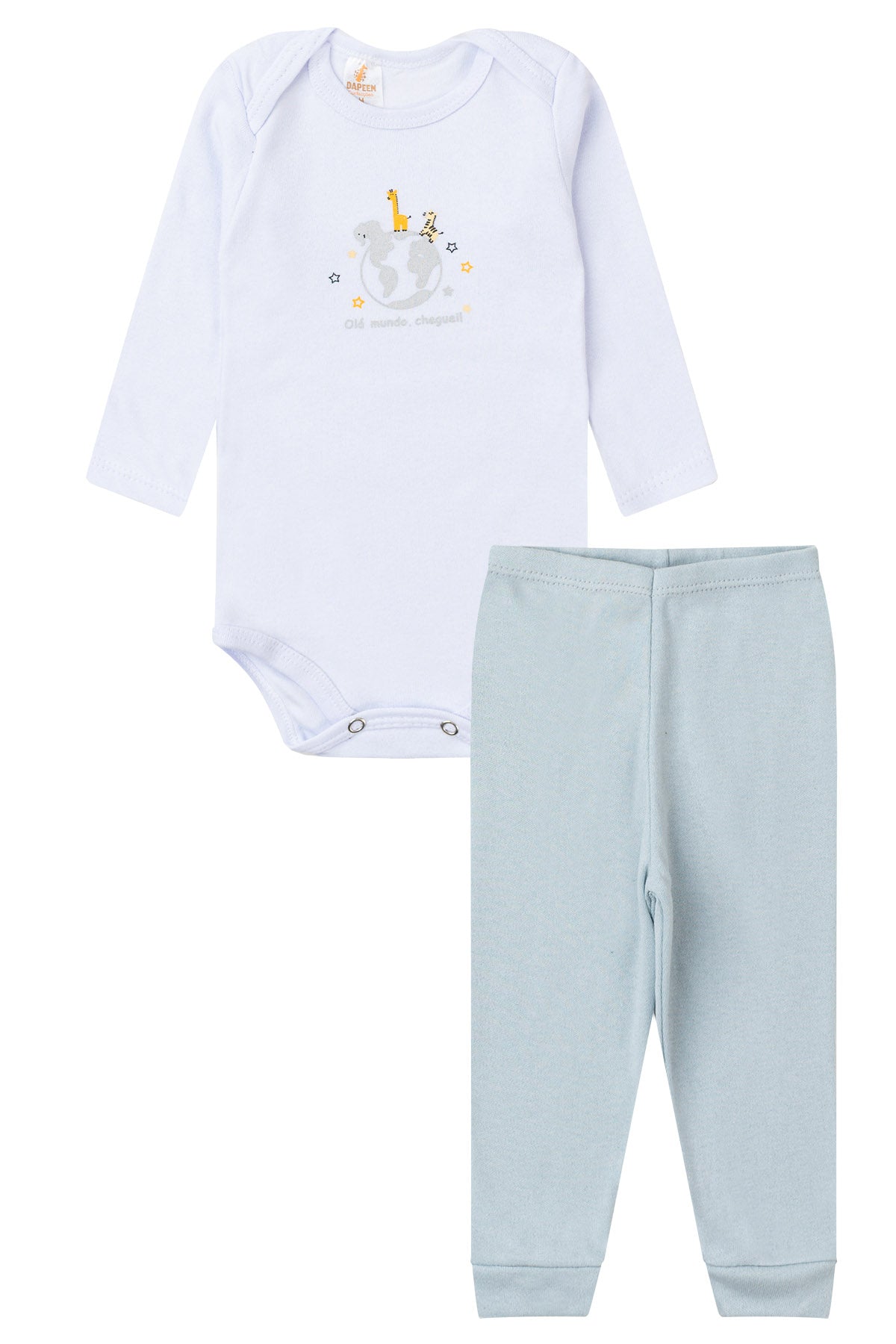 Conjunto Body para Bebê Oi Mundo Branco