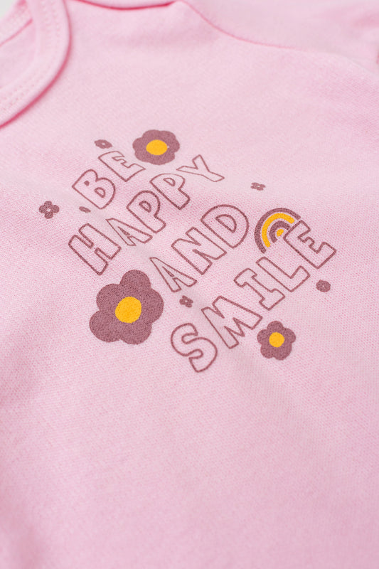 Conjunto Body para Bebê Menina Sorriso Feliz Rosa