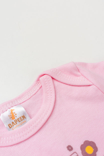 Conjunto Body para Bebê Menina Sorriso Feliz Rosa