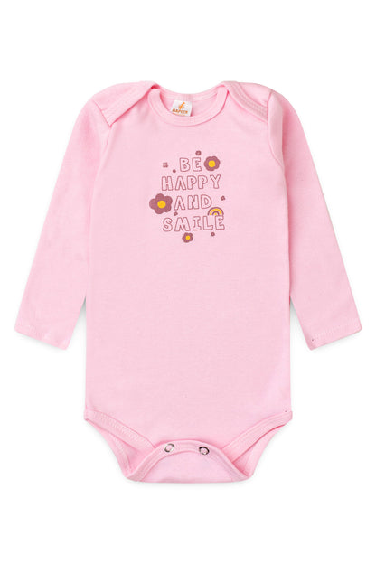 Conjunto Body para Bebê Menina Sorriso Feliz Rosa