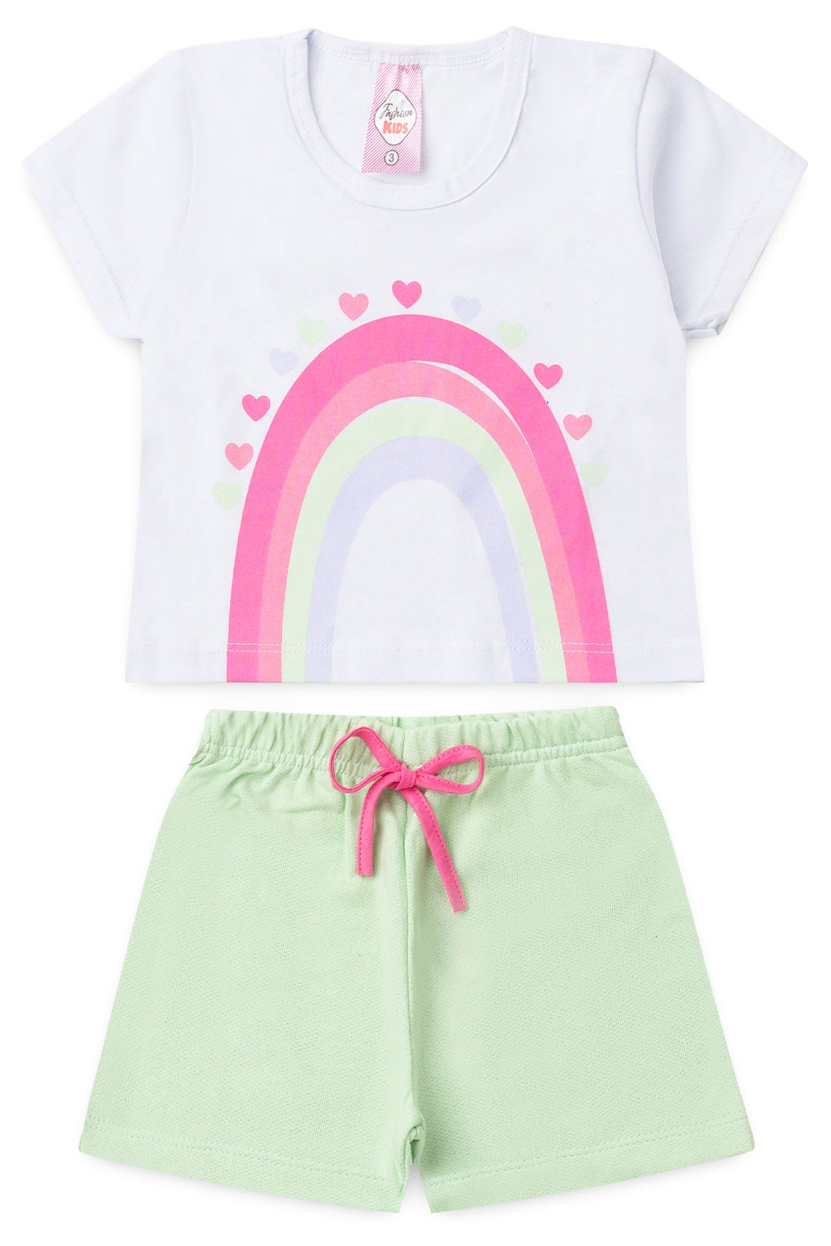 Conjunto de Verão para Menina Arco-Íris Encantado Branca