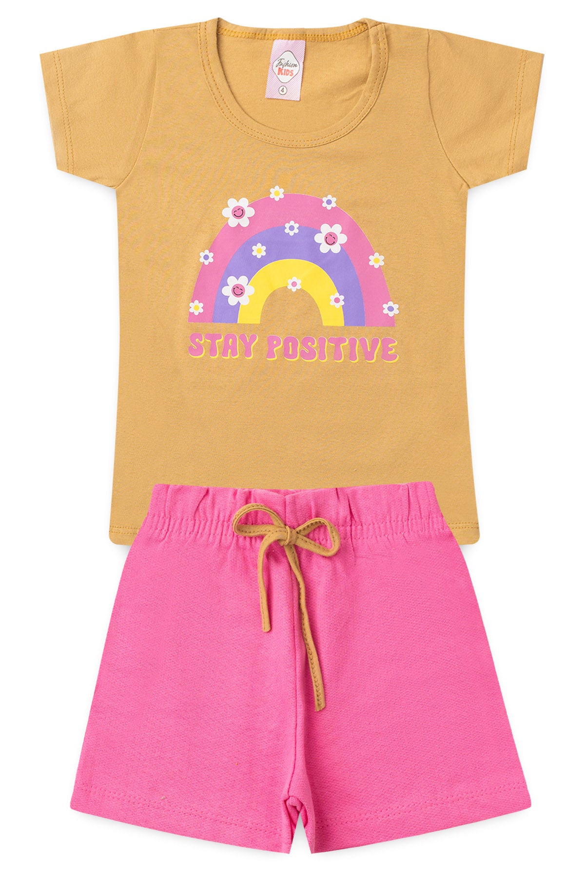 Conjunto de Verão para Menina Arco-Íris Positivo Caqui