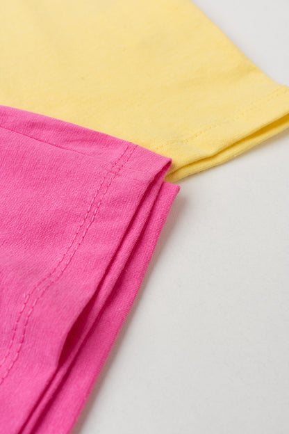 Conjunto de Verão para Menina Arco-Íris da Tartaruguinha Amarelo