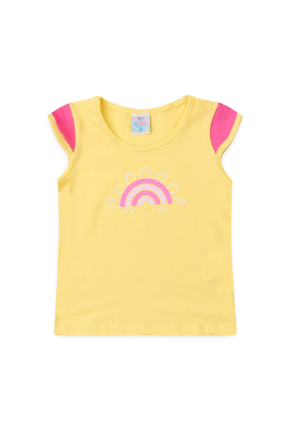 Conjunto de Verão para Menina Arco-Íris da Tartaruguinha Amarelo