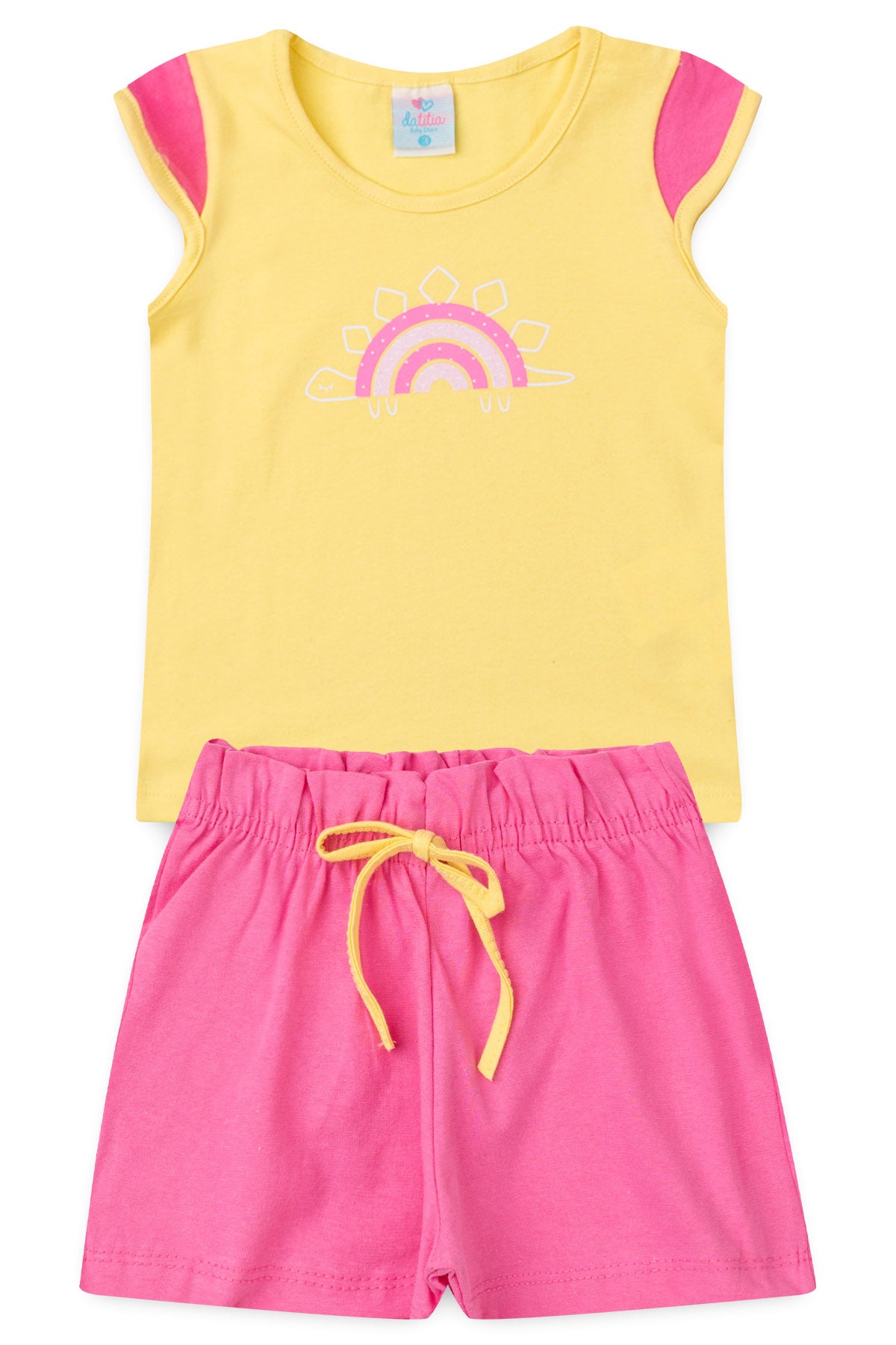 Conjunto de Verão para Menina Arco-Íris da Tartaruguinha Amarelo