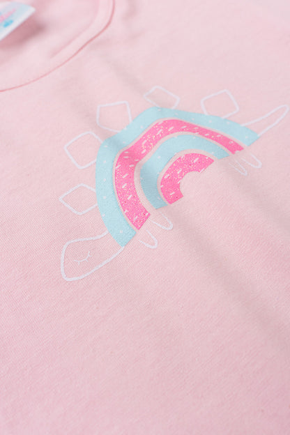 Conjunto de Verão para Menina Arco-Íris da Tartaruguinha Rosa