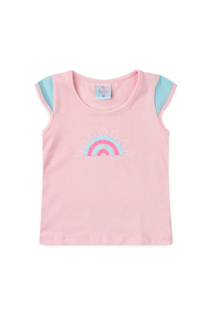 Conjunto de Verão para Menina Arco-Íris da Tartaruguinha Rosa