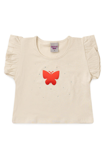 Conjunto de Verão para Menina Borboleta Encanto Bege