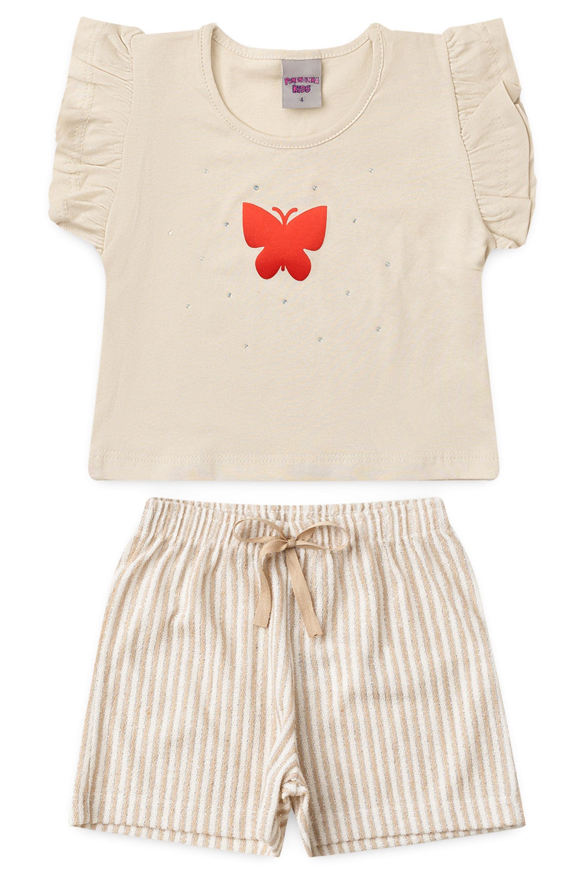 Conjunto de Verão para Menina Borboleta Encanto Bege