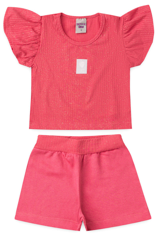 Conjunto de Verão para Menina Brilho Delicado Pink