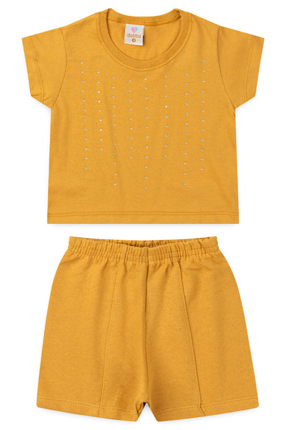 Conjunto de Verão para Menina Brilho Fashion Amarelo