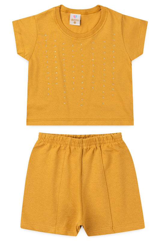 Conjunto de Verão para Menina Brilho Fashion Amarelo