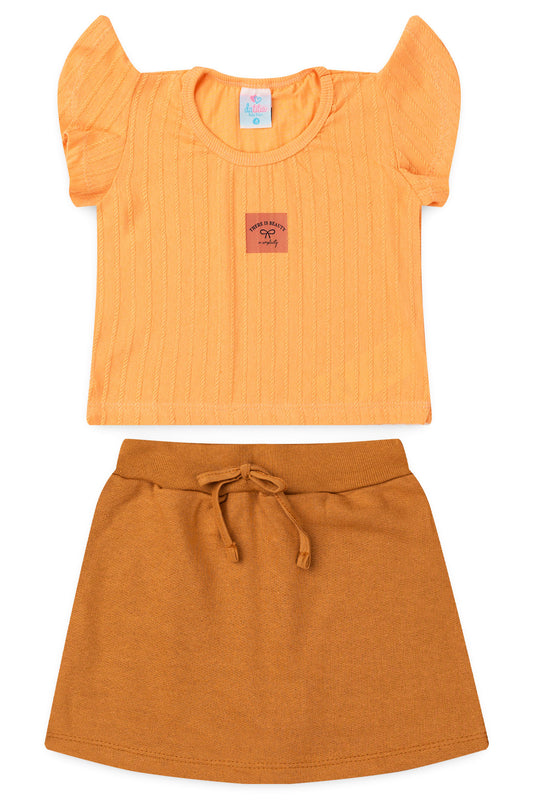 Conjunto de Verão para Menina Charme Delicado Salmão