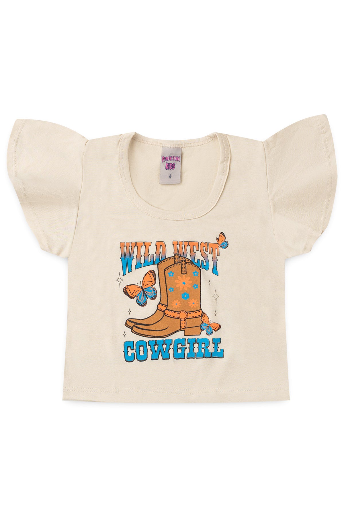 Conjunto de Verão para Menina Cowgirl Bege