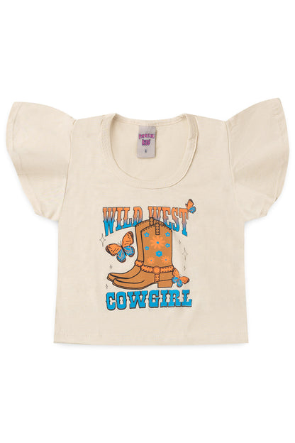 Conjunto de Verão para Menina Cowgirl Bege