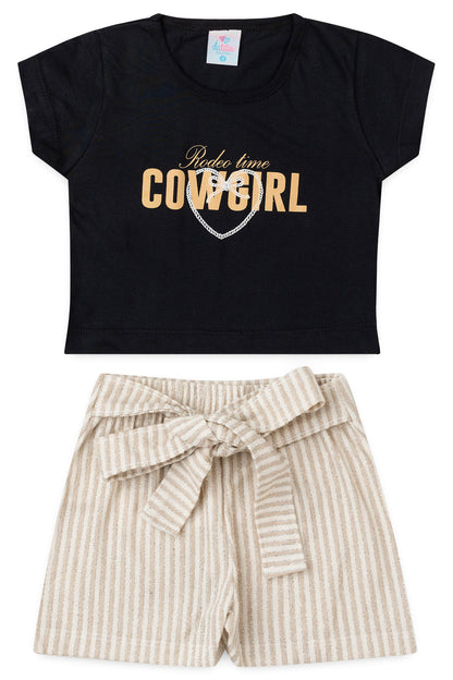 Conjunto de Verão para Menina Cowgirl Charm Preto