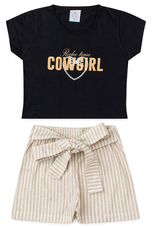 Conjunto de Verão para Menina Cowgirl Charm Preto