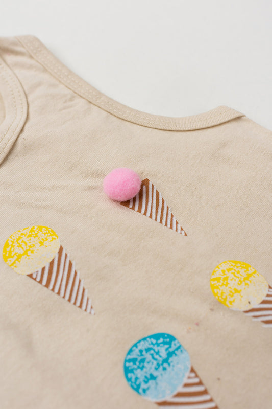 Conjunto de Verão para Menina Doce Amor Bege