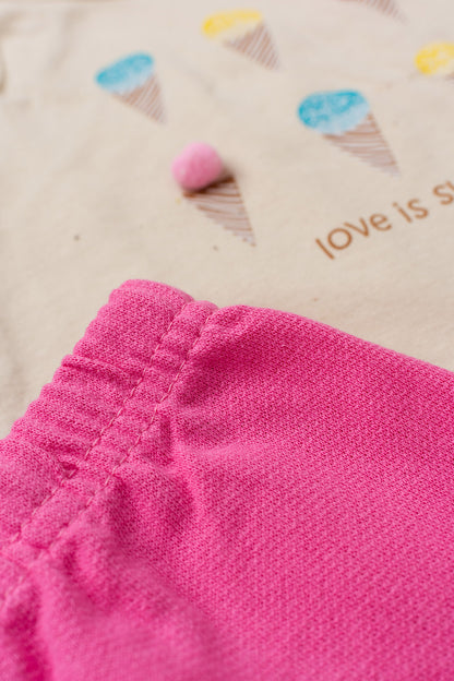 Conjunto de Verão para Menina Doce Amor Bege