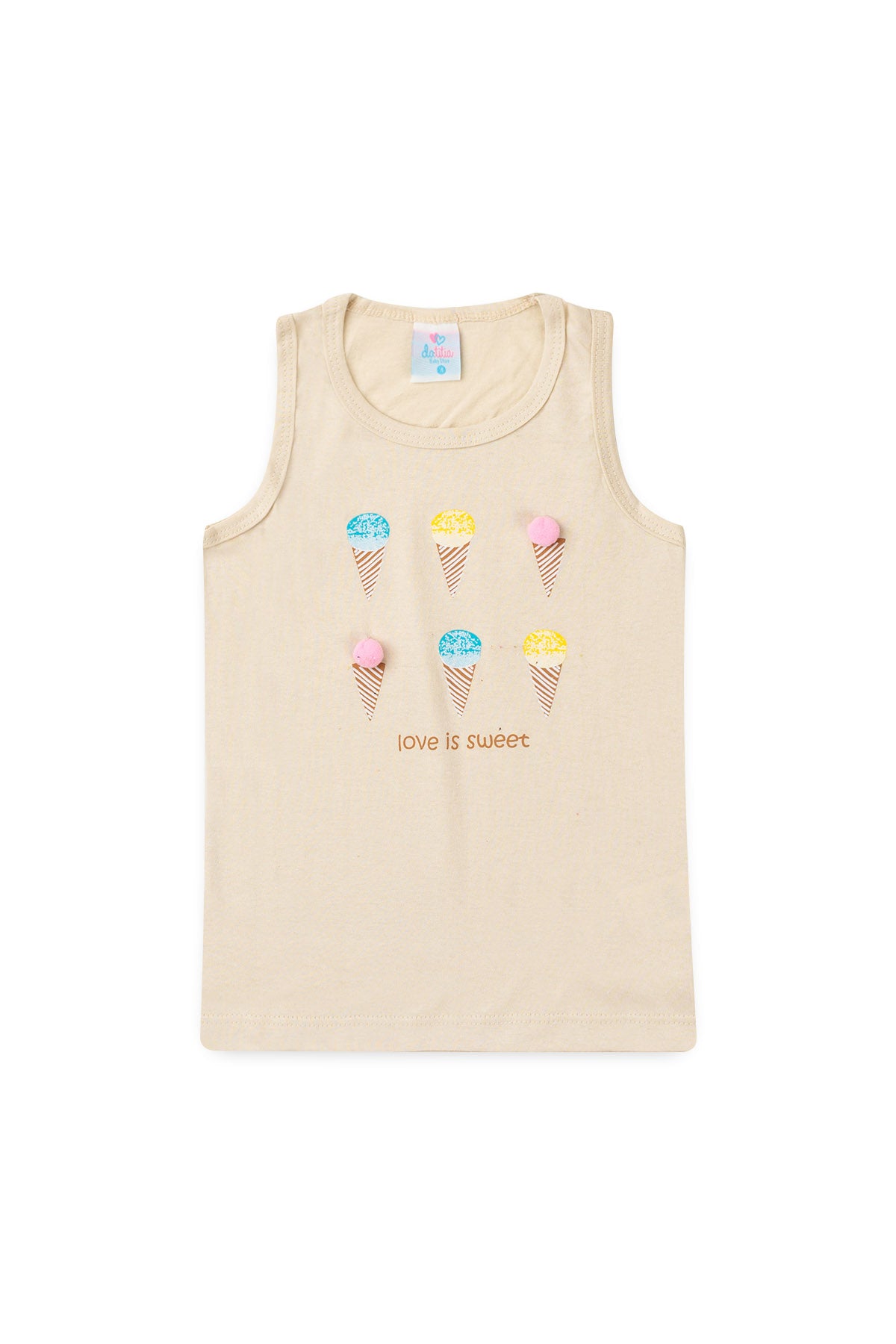 Conjunto de Verão para Menina Doce Amor Bege