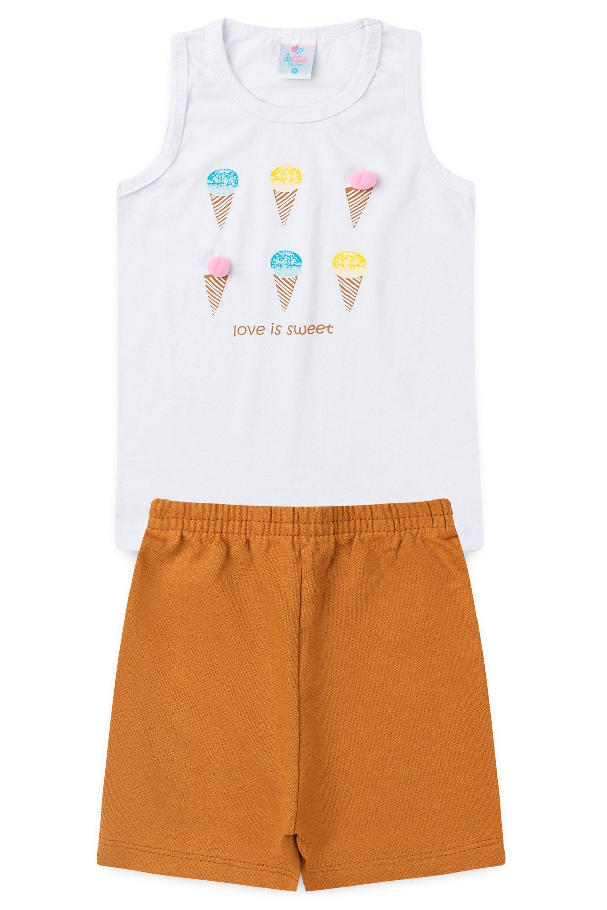 Conjunto de Verão para Menina Doce Amor Branco