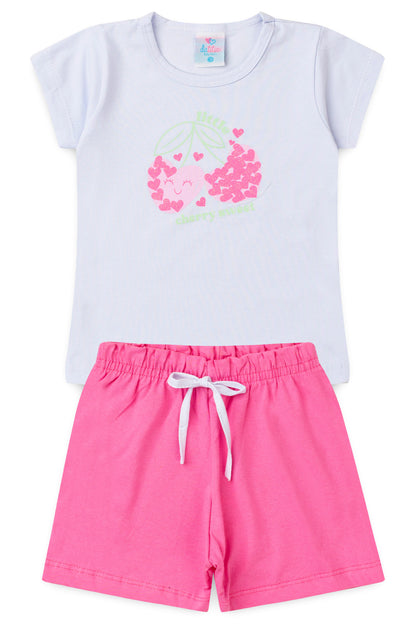 Conjunto de Verão para Menina Doce Refresco Branco