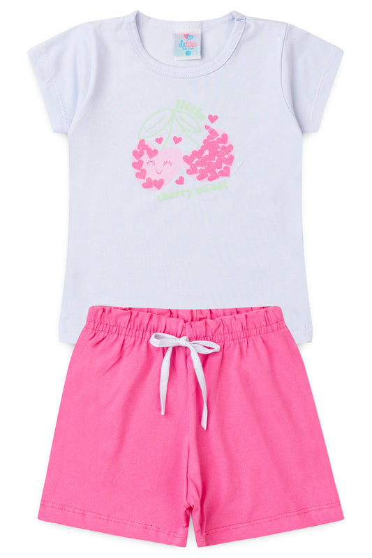 Conjunto de Verão para Menina Doce Refresco Branco