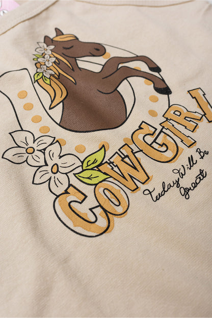 Conjunto de Verão para Menina Estilo Country Bege
