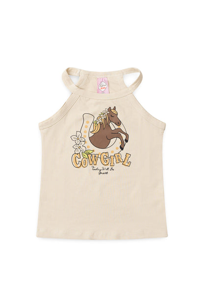 Conjunto de Verão para Menina Estilo Country Bege