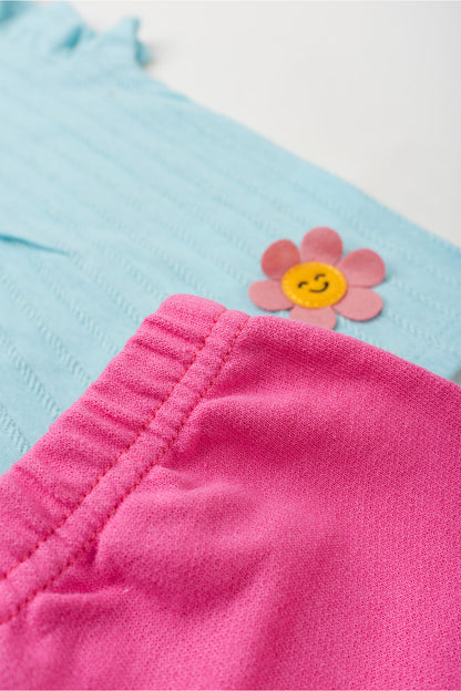 Conjunto de Verão para Menina Flor do Campo Azul Claro