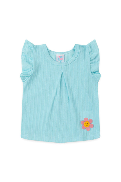 Conjunto de Verão para Menina Flor do Campo Azul Claro