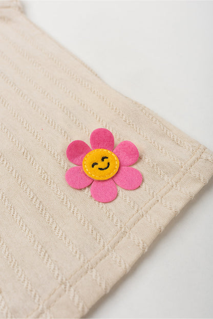 Conjunto de Verão para Menina Flor do Campo Bege